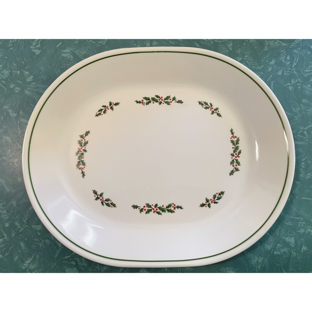VINTAGE CORELLE "HOLLY DAYS" CHRISTMAS Serving PLATTER 1985 12 1/4" X 10"